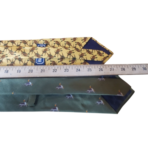 2 Silk Fall Fowl Neckties. Lands' End Ducks / Huntington Pheasants. - Picture 2 of 11